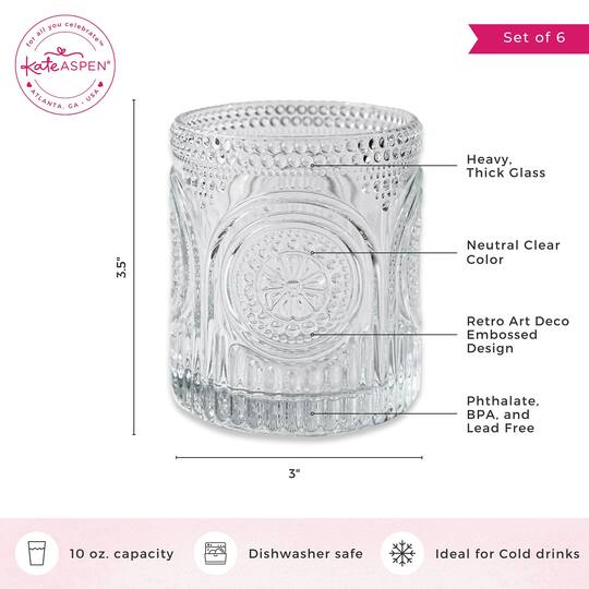 Kate Aspen® 10oz. Retro Arch Floral Drinking Glasses